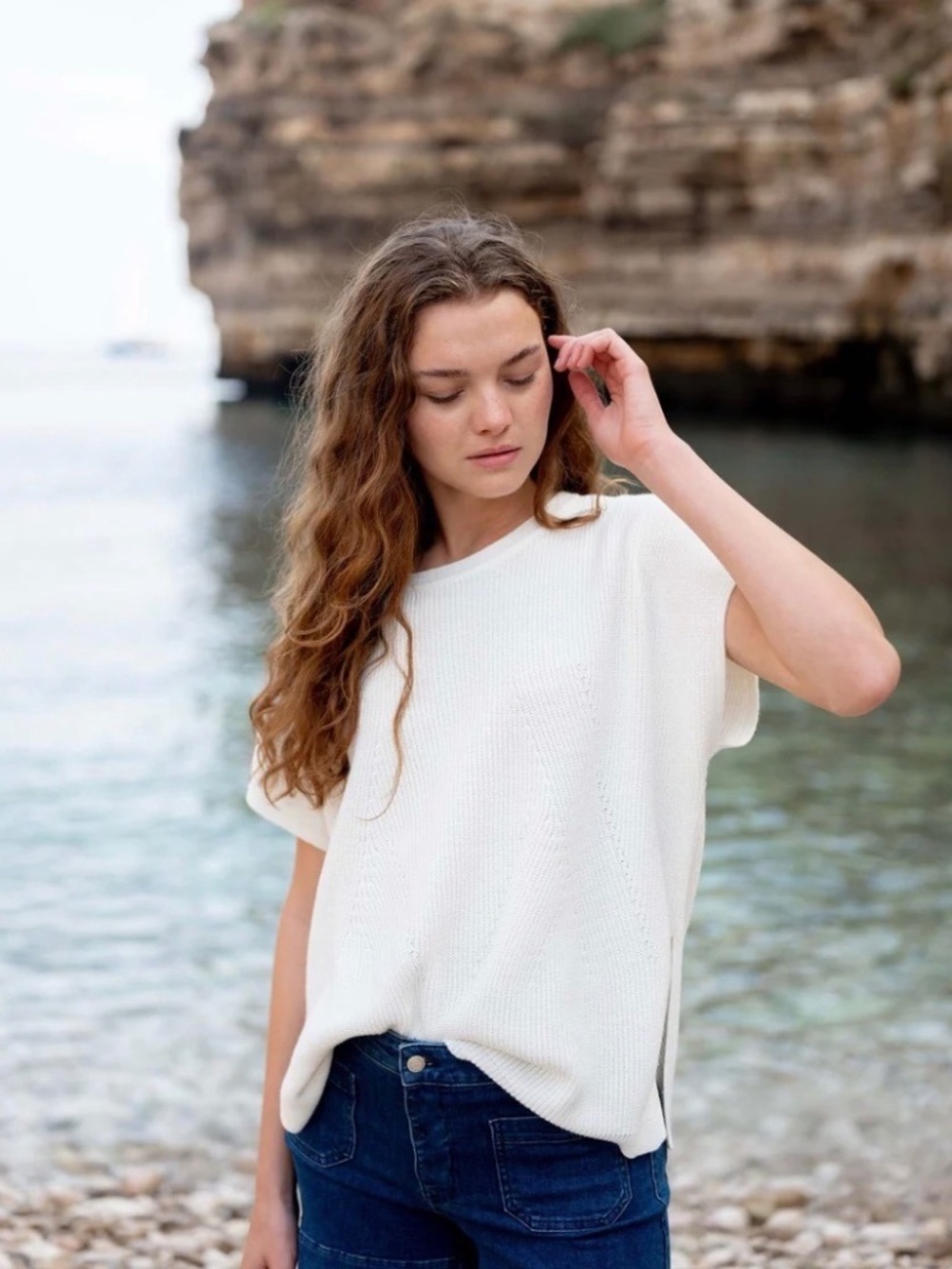 MERSEA Camden Women’s OS Cream Sweater Tunic Capsule Beach House Casual Refined